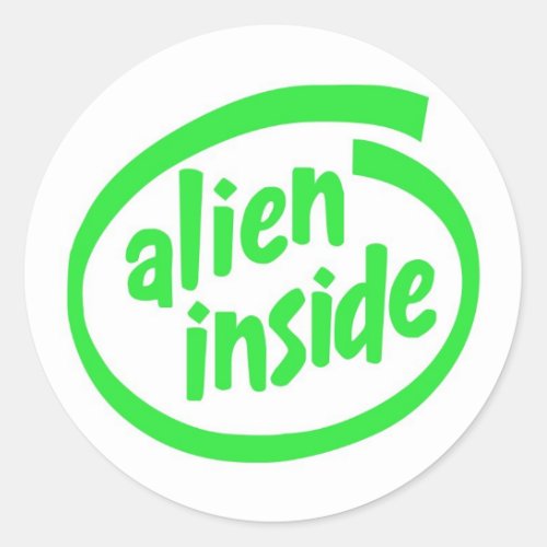 Alien inside classic round sticker
