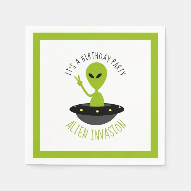 Alien Invasion, Birthday Napkins (Front)