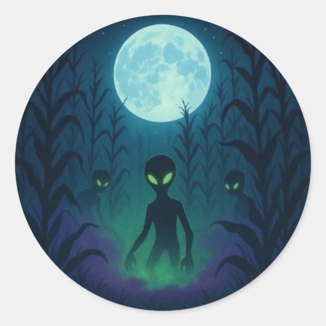 Alien Invasion Classic Round Sticker (Front)