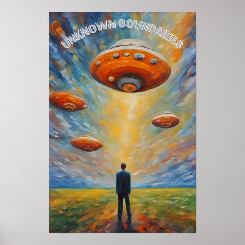 Alien Invasion Man Spots Many UFOs Outer Space  Poster