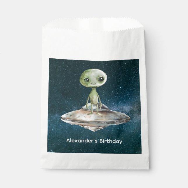 Alien Invasion Outer Space Birthday Favor Bag (Front)