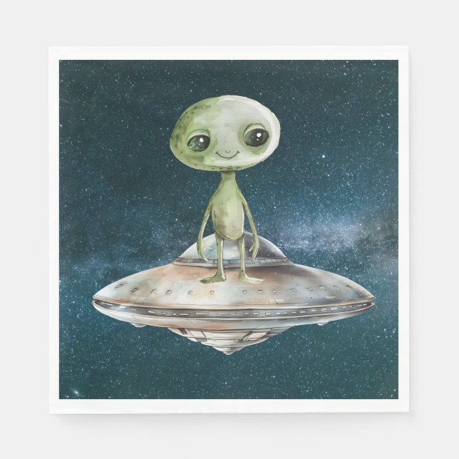 Alien Invasion Outer Space Birthday Napkins (Front)