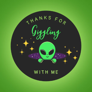 Alien Kids birthday party favor Classic Round Sticker