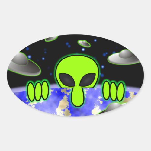 Alien Kilroy Oval Sticker