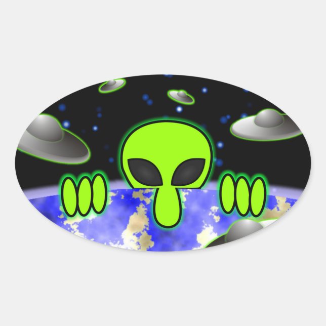 Alien Kilroy Oval Sticker (Front)