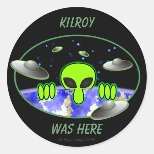 Alien Kilroy Sticker