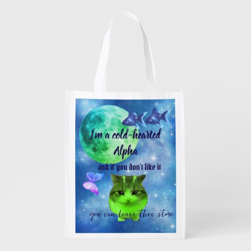 alien kitty cold-hearted alpha reusable bag