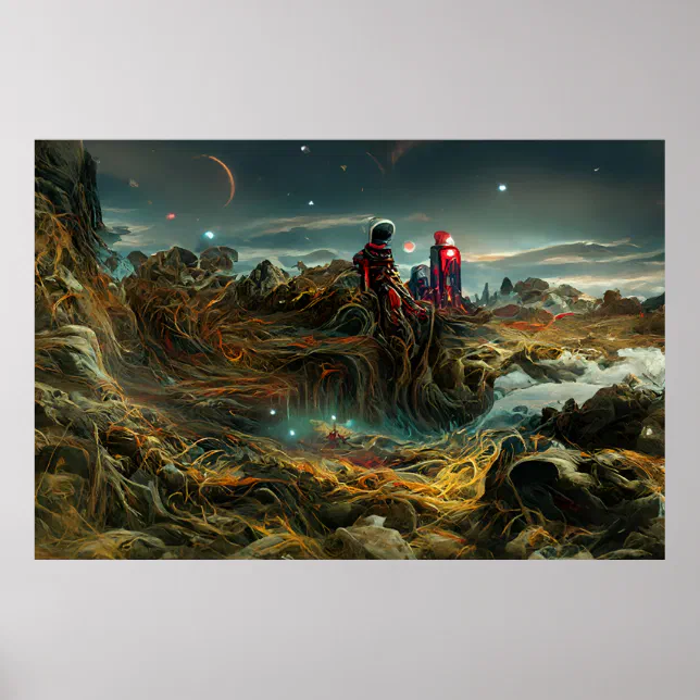 Alien Landscape in Outer Space | Abstract Poster | Zazzle