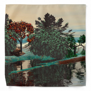 ALIEN LANDSCAPE,TREES,LAGOON HYPERION Sci Fi Bandana