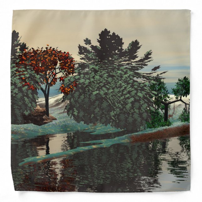 ALIEN LANDSCAPE,TREES,LAGOON HYPERION Sci Fi Bandana (Front)
