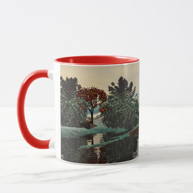 ALIEN LANDSCAPE,TREES,LAGOON HYPERION Sci Fi Mug (Left)