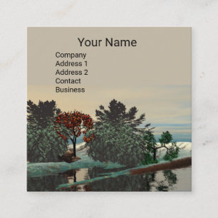 ALIEN LANDSCAPE,TREES LAGOON HYPERION Sci Fi Square Business Card