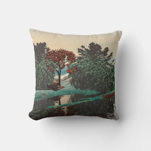 ALIEN LANDSCAPE,TREES,LAGOON HYPERION Sci Fi Throw Pillow