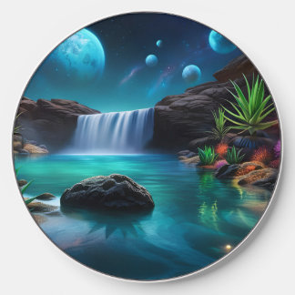 Alien Landscape Waterfall Moons Wireless Charger
