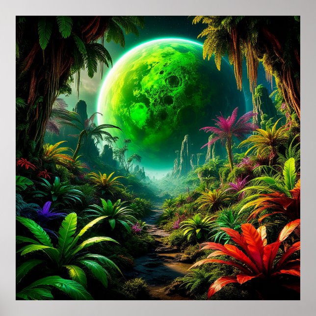 Alien Landscape with Lush Vegetation Poster (Front)