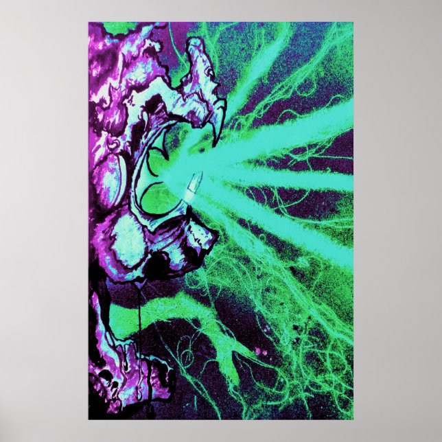 Alien Laser Eyes Art by Travis L Lagasse Flowstone Poster (Front)