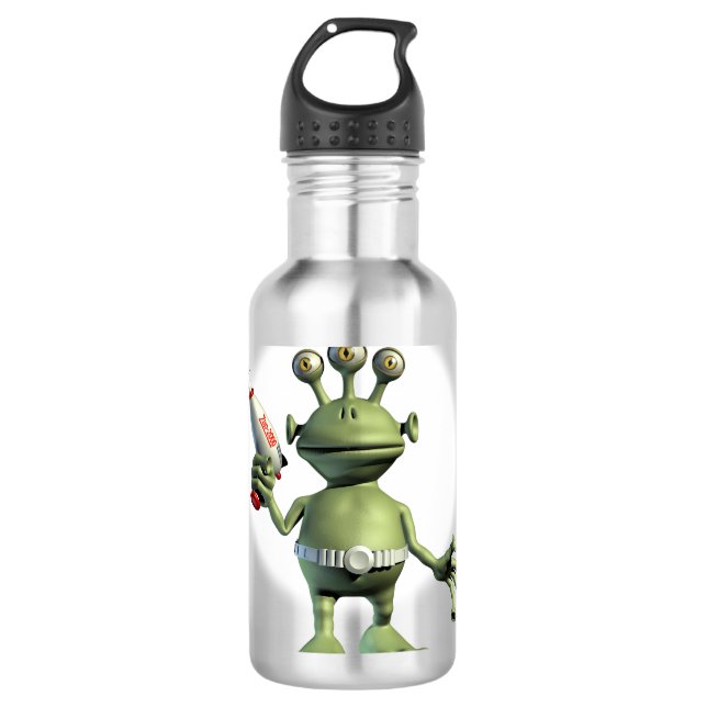 Alien Laser Gun Stainless Steel Water Bottle (Front)