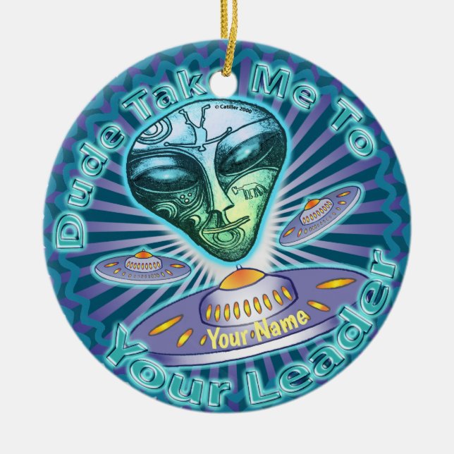 Alien Leader Spaceship Ceramic Ornament (Front)