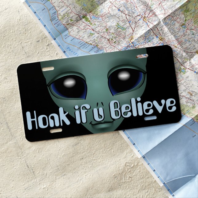 Alien License Custom Alien Believe License Plate (In Situ)