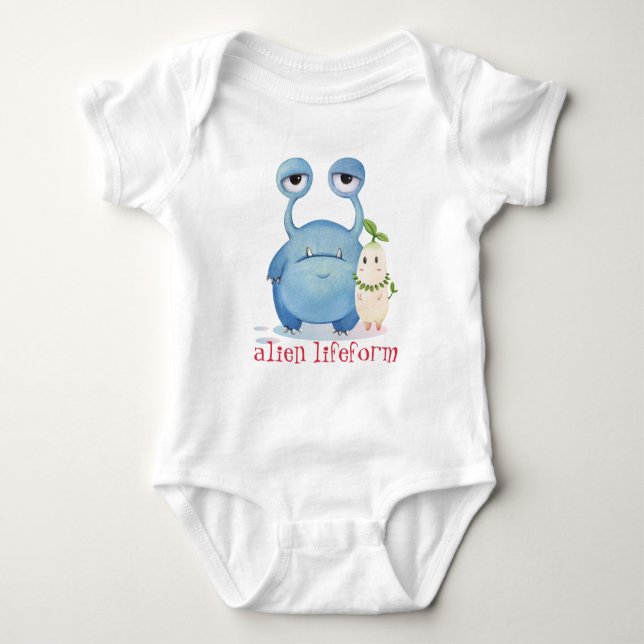 Alien Lifeform Friendly Monster Funny Kids Baby Bodysuit (Front)
