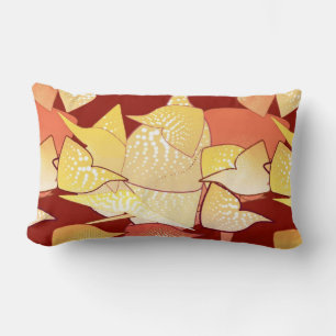“Alien Lilies” Abstract - Rust and Gold Lumbar Pillow