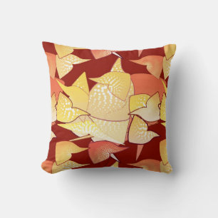 “Alien Lilies” Abstract - Rust and Gold Throw Pillow