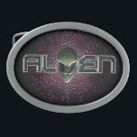 Alien logo  Belt Buckle<br><div class="desc">A green alien head logo design with strange alien-like background.</div>