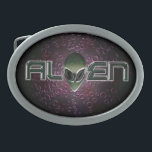 Alien logo  Belt Buckle<br><div class="desc">A green alien head logo design with strange alien-like background.</div>