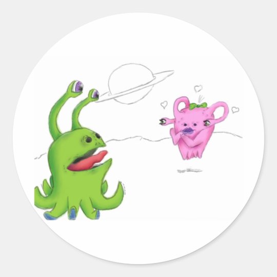 Alien Love Classic Round Sticker