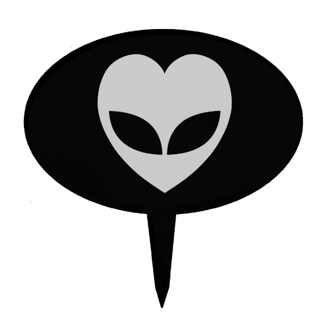 Alien Love Heart Cake Topper (Front)