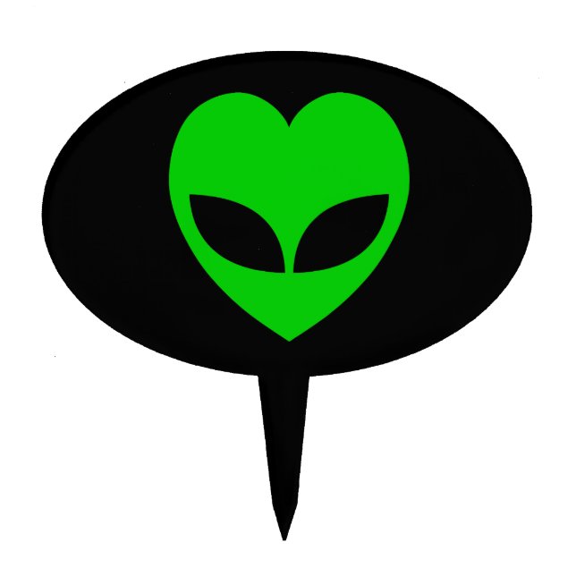 Alien Love Heart Cake Topper (Front)