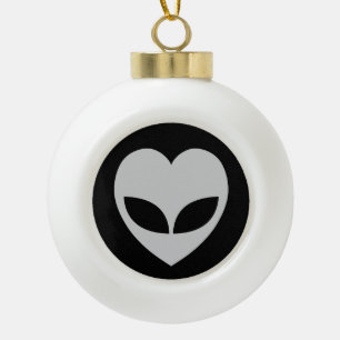 Alien Love Heart Ceramic Ball Christmas Ornament