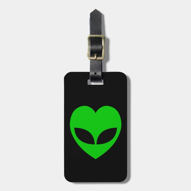 Alien Love Heart Luggage Tag (Front Vertical)