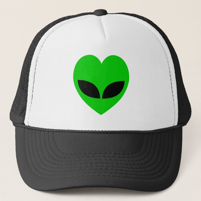 Alien Love Heart Paper Coaster Trucker Hat (Front)