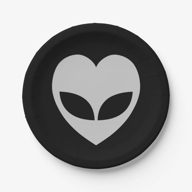 Alien Love Heart Paper Plates (Front)