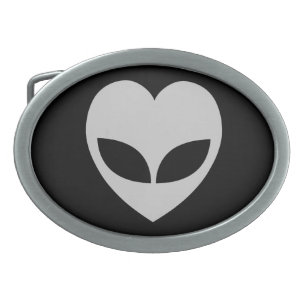 Alien Love Heart Rectangular Belt Buckle