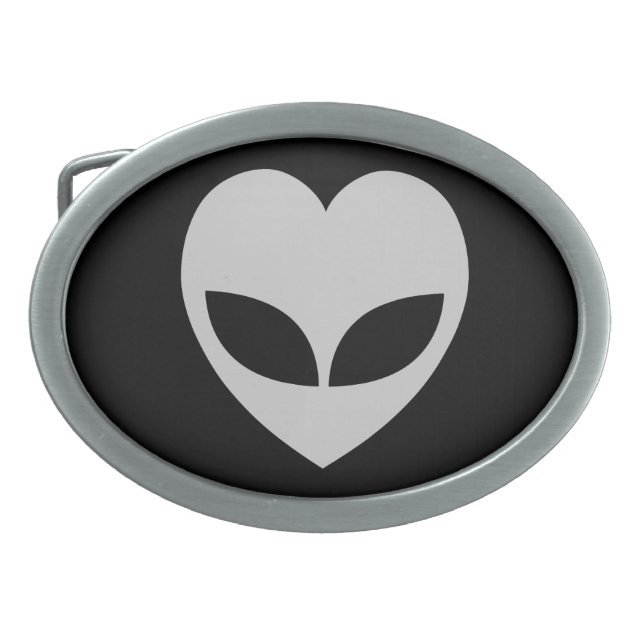 Alien Love Heart Rectangular Belt Buckle (Front)