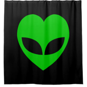Alien Love Heart Shower Curtain