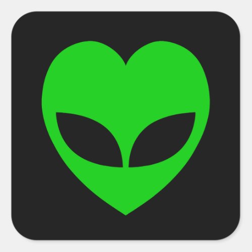 Alien Love Heart Square Sticker