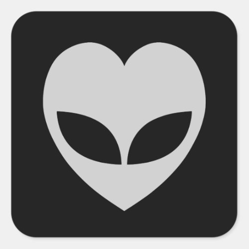 Alien Love Heart Square Sticker