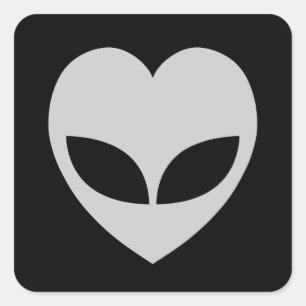 Alien Love Heart Square Sticker