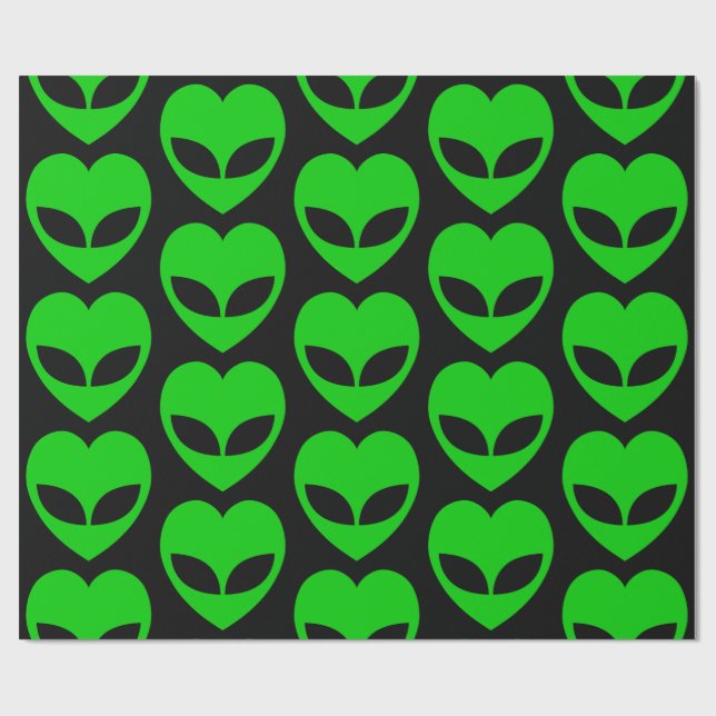Alien Love Heart Wrapping Paper (Flat)