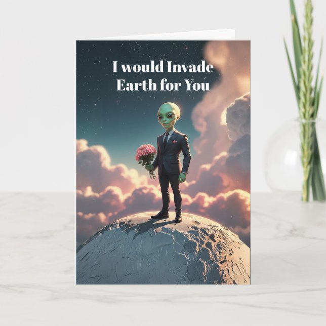 Alien Love Sci-Fi – “I Will Invade Earth Holiday Card (Front)