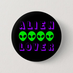 Alien Lover in Dark Purple and Sci Fi Green Button