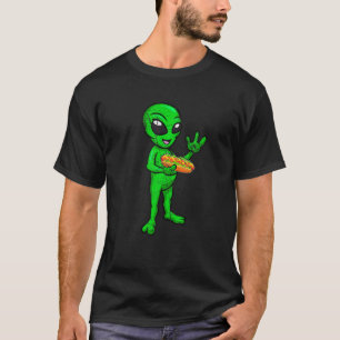Alien Lover UFO Funny Alien Eating Hot-Dog Vintage T-Shirt
