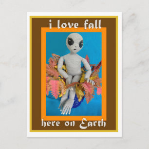 Alien Loves Fall Postcard