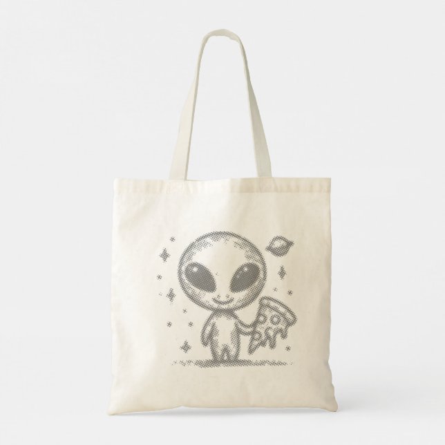 Alien loves pizza tote bag (Back)