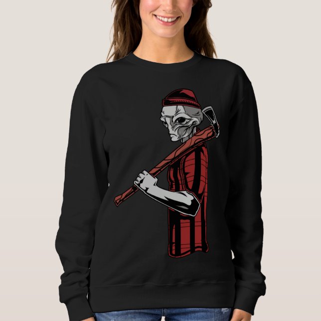 Alien Lumberjack Woodworking Carpenter Sweatshirt (Front)
