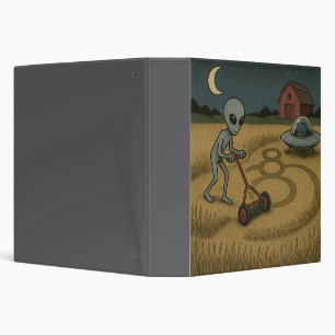 Alien Makes Crop Circles Fun Science Fiction Art 3 Ring Binder