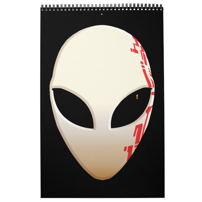 Alien Mask with Futuristic Markings Calendar (Cover)